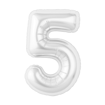 AGURA SLIM цифра белый блеск 5