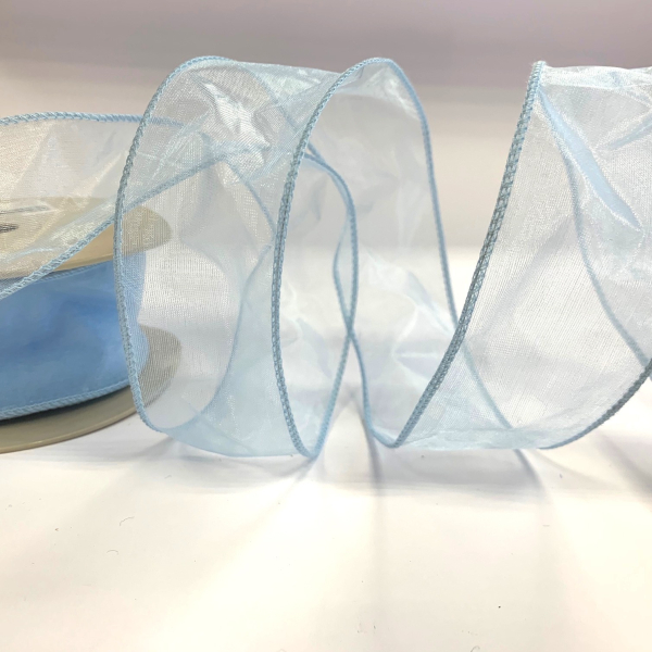Лента органза 5 см голубая 