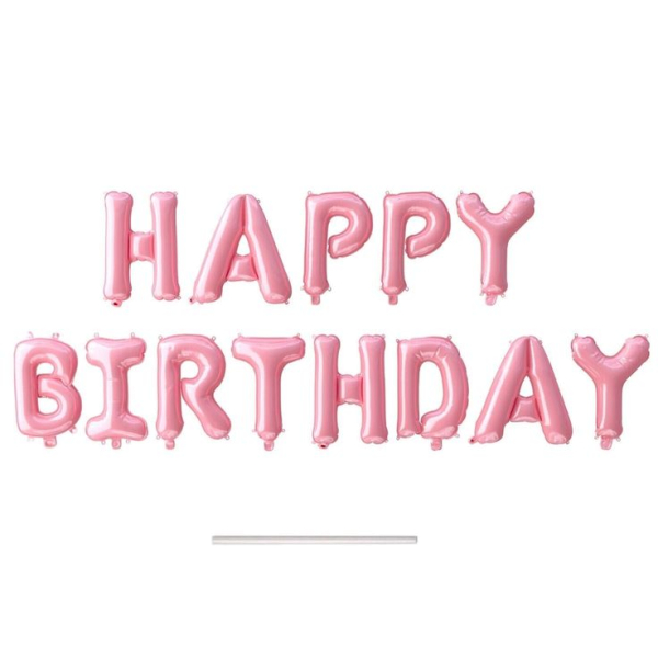 Фольгированные буквы Happy Birthday пыльная роза